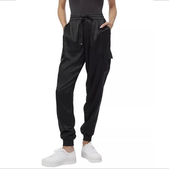 CAMI NYC Elsie silk satin jogger cargo pants black stretch new X-Small XS - Picture 1 of 7